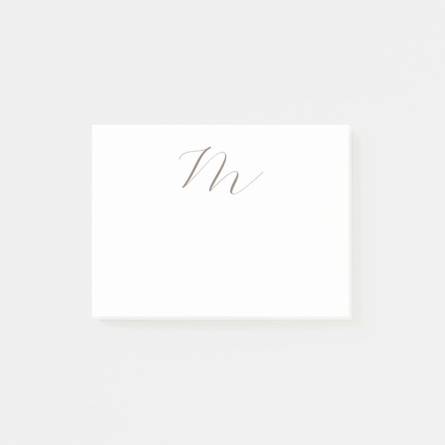 Monogram Calligraphy Unique Plain Modern Post-it Notes (Front)