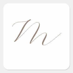 Monogram Calligraphy Unique Plain Modern Square Sticker