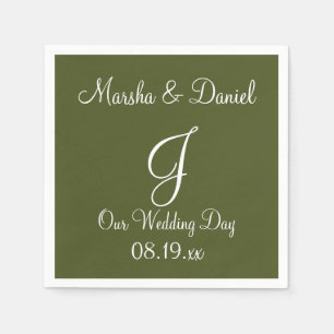 Monogram Camo Green Simple Single Colour Paper Nap Napkin