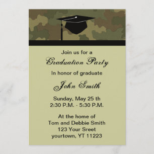 Monogram Camouflage Graduation Party Invitation