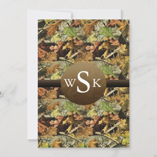 Monogram Camouflage Wedding Invitation (Front)