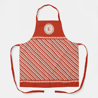 Monogram Candy Cane Stripe Apron