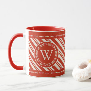 Monogram Candy Cane Stripe Mug