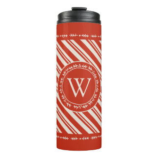 Monogram Candy Cane Stripe Thermal Tumbler