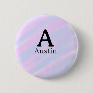 Monogram capital masculine add name purple pastel  6 cm round badge