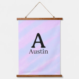 Monogram capital masculine add name purple pastel hanging tapestry
