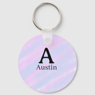 Monogram capital masculine add name purple pastel  key ring