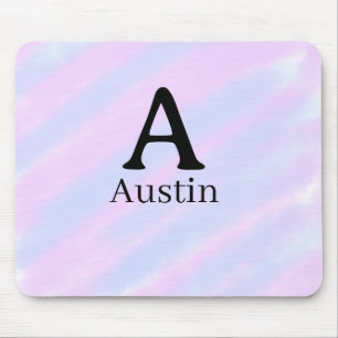 Monogram capital masculine add name purple pastel mouse mat
