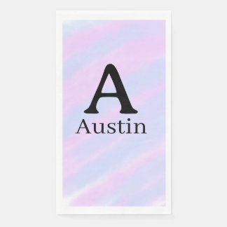 Monogram capital masculine add name purple pastel  napkin
