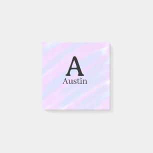 Monogram capital masculine add name purple pastel post-it notes