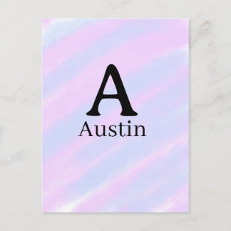 Monogram capital masculine add name purple pastel  postcard