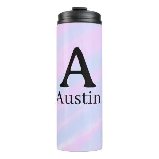 Monogram capital masculine add name purple pastel  thermal tumbler