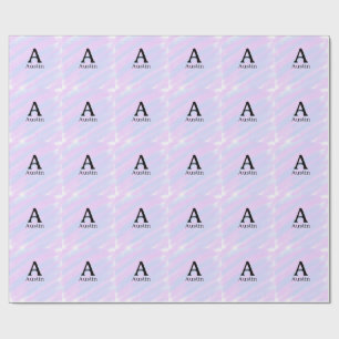 Monogram capital masculine add name purple pastel wrapping paper