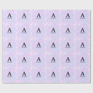 Monogram capital masculine add name purple pastel  wrapping paper