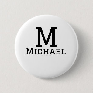 Monogram capital masculine add name simple classic 6 cm round badge