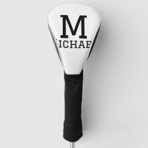 Monogram capital masculine add name simple classic golf head cover