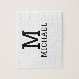 Monogram capital masculine add name simple classic jigsaw puzzle