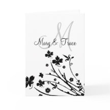 Monogram Cards- Black Floral Swirl