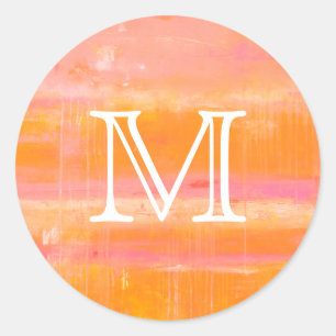 Monogram   Caribbean Sky Classic Round Sticker