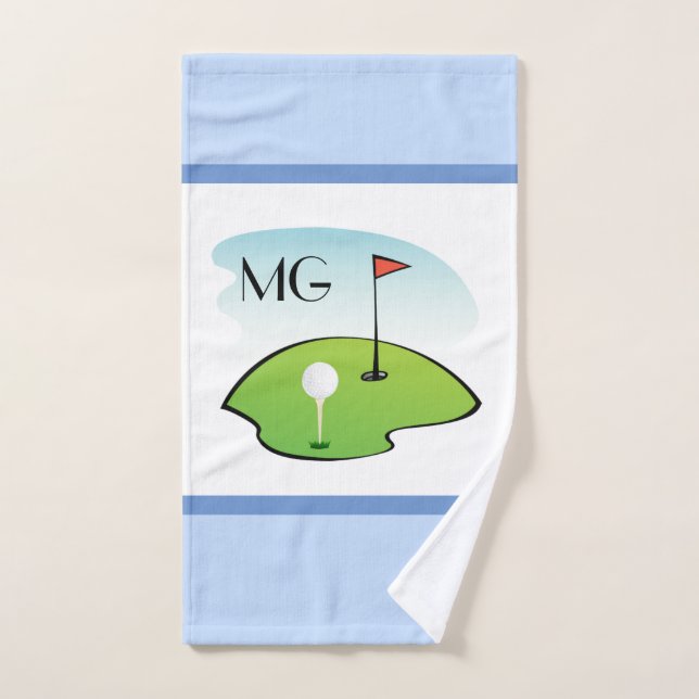 Monogram Cartoon Golf Bathroom Hand Towel (Hand Towel)