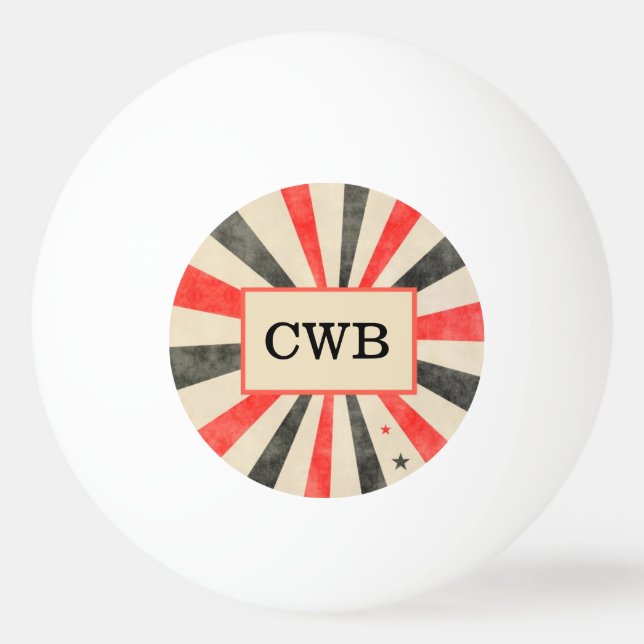 Monogram Casino Black and Red Ping Pong Ball (Front)