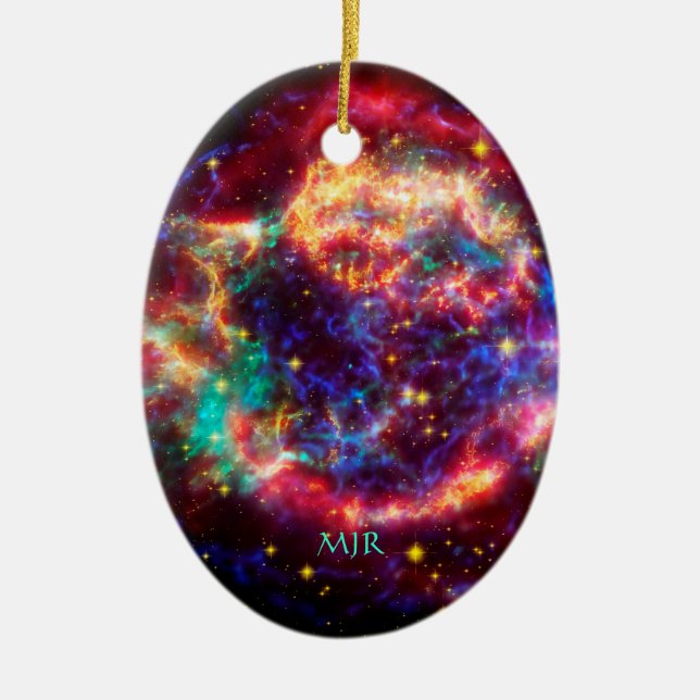 Monogram Cassiopeia, Milky Ways Youngest Supernova Ceramic Tree Decoration (Front)