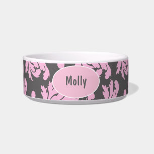 Monogram Cat Bowl Damask