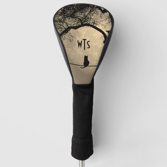 Monogram Cat on a Wire Full Moon Golf Head Cover (Front)