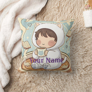 Monogram Cat Pillow Cosy Reading Nook Decor