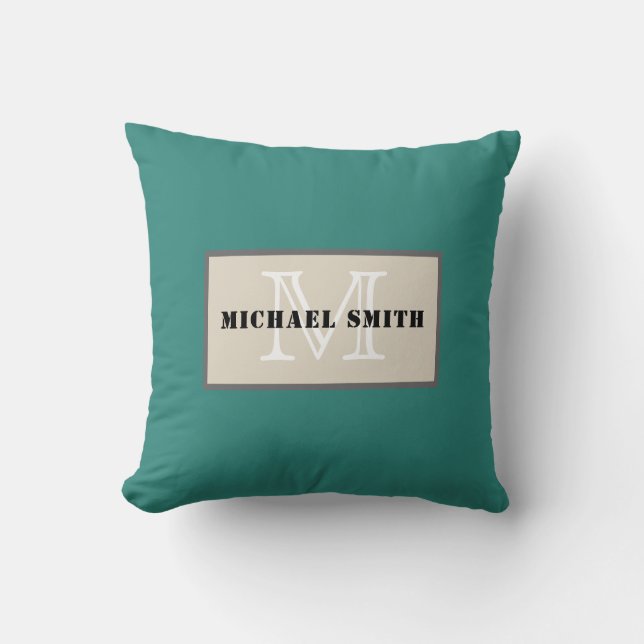 Monogram Celadon Green Solid Colour Background Cushion (Front)