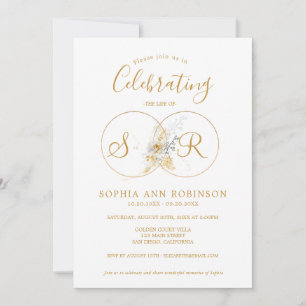 Monogram Celebration of Life Memorial Funeral Invitation