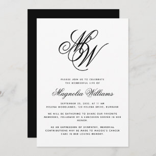 Monogram Celebration of Life Memorial Service Invitation