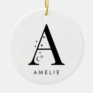 Monogram Celestial Name Ceramic Tree Decoration