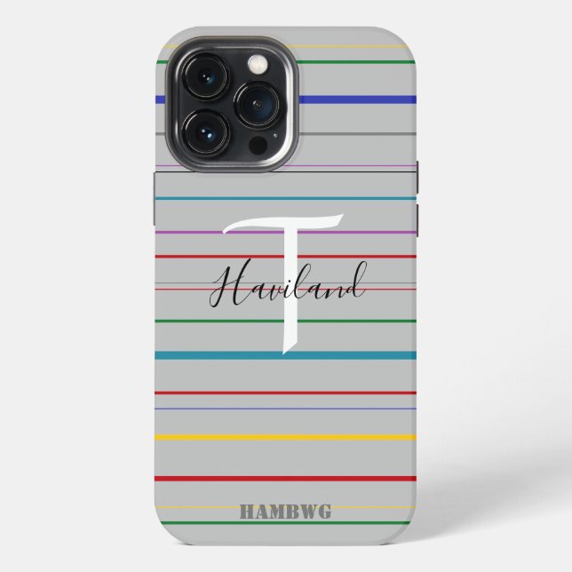 Monogram Cell Phone Case HAMbyWG - Coloured Lines (Back)