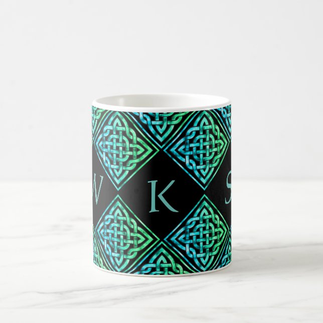 Monogram Celtic Blue Green 3 Letters Mug (Center)