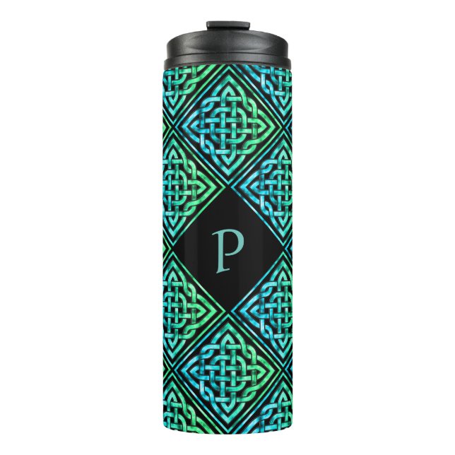 Monogram Celtic Blue Green Tumbler (Front)