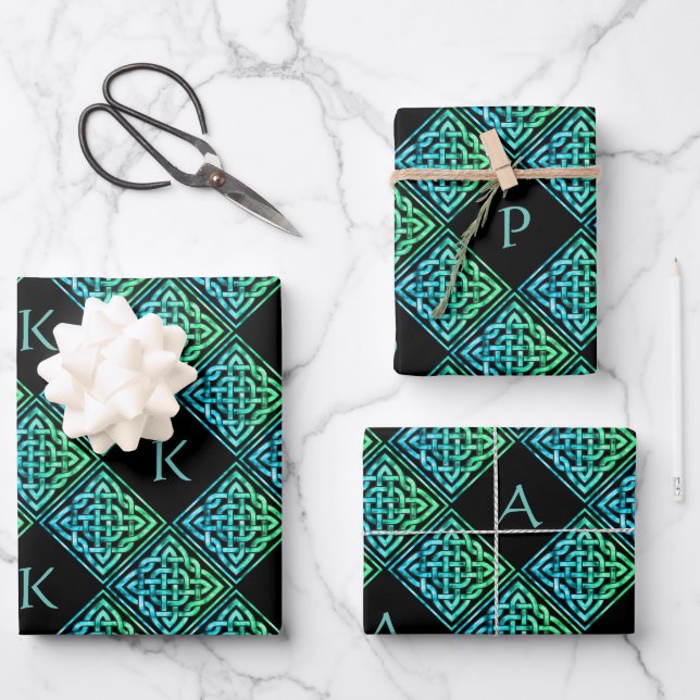 Monogram Celtic Wrapping Paper Set of 3 (Front)