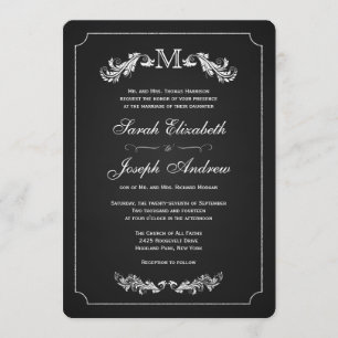 Monogram Chalkboard Formal Wedding Invitations