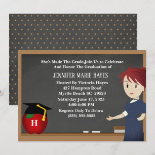 Monogram Chalkboard Teacher Graduation Invitation