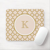 Monogram Champagne Pink and Gold Colour Quatrefoil Mouse Mat (With Mouse)