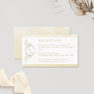 Monogram Champagne Watercolor Wedding Reception Enclosure Card