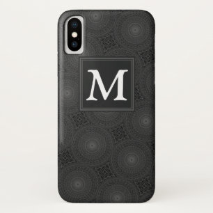 Monogram charcoal circles pattern iPhone x case