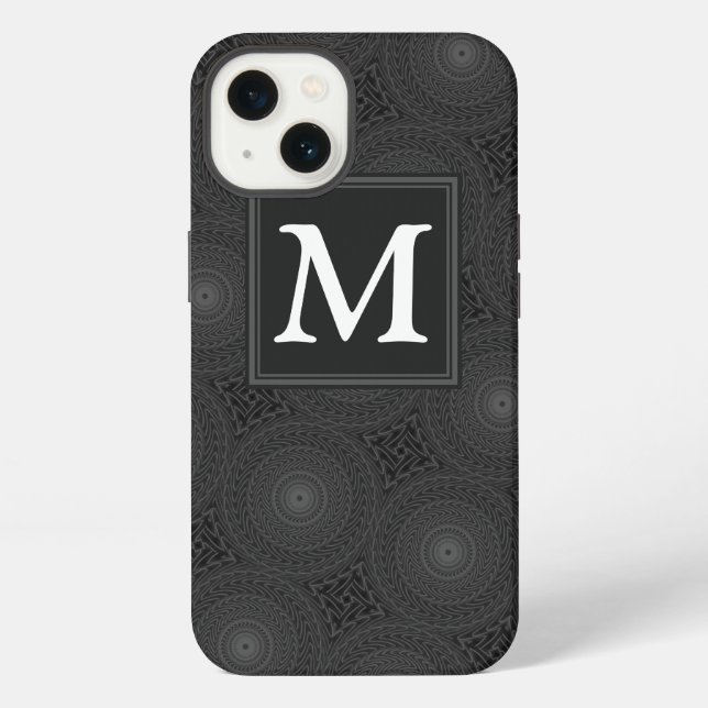 Monogram charcoal circles pattern Case-Mate iPhone Case (Back)