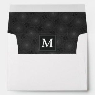 Monogram charcoal circles pattern envelope