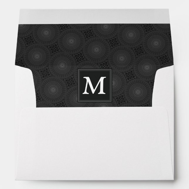 Monogram charcoal circles pattern envelope (Back (Bottom))