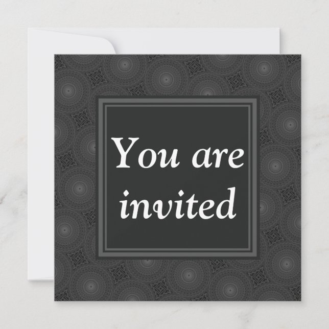 Monogram charcoal circles pattern invitation (Front)