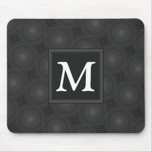 Monogram charcoal circles pattern mouse mat