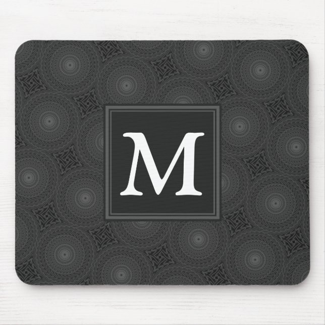 Monogram charcoal circles pattern mouse mat (Front)