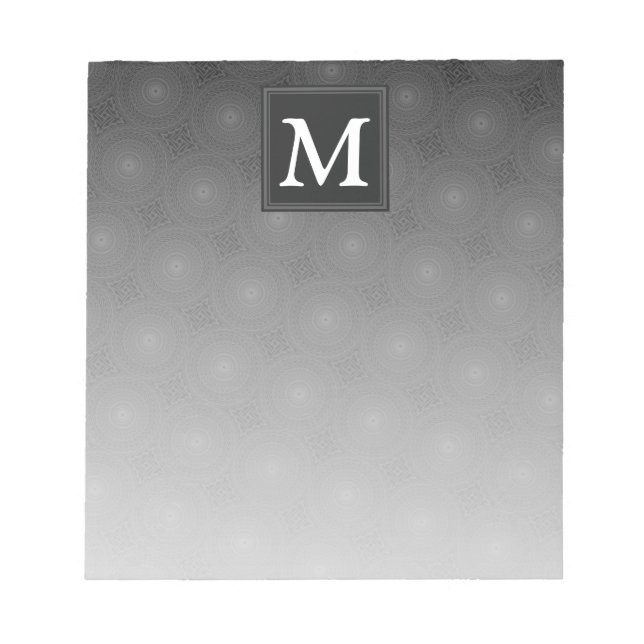 Monogram charcoal circles pattern notepad (Front)