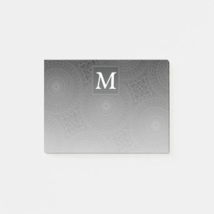 Monogram charcoal circles pattern post-it notes